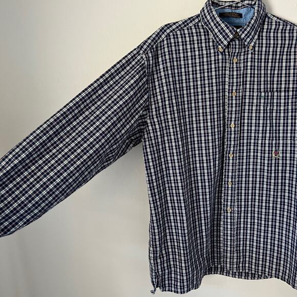 Vintage Tommy Hilfiger Button Down Classic Fit Long Sleeve Plaid Shirt Size L - Picture 2 of 9